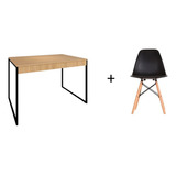 Kit Cadeira Eames Preto C/ Mesa De Jantar Home Office 