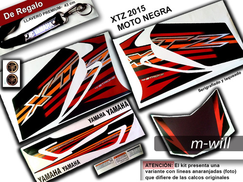 Set Calcos Tipo Original Yamaha Xtz 125 - 2015 Moto Negra