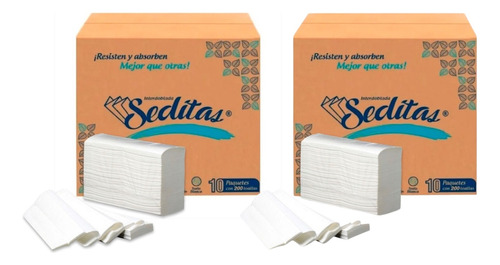 Toalla Interdoblada Blanca Seditas 2 Cajas Con 2000 Hjs C/u