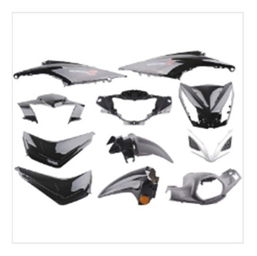 Kit Cachas Honda 110 Wave New S Negro Nsu 11 Piezas Plastico