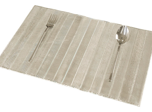 Individual Para Mesa Plastico 34x30 Cm Plateado Rectangular