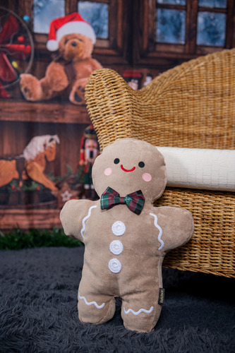 Almofada Biscoito Gengibre Bordado Natal Gingerbread 37x52cm