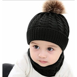 Gorro De Lana Con Bufanda Unisex Bebes Y Niños