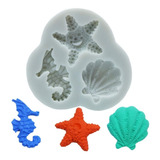 Molde Silicona Fondo Mar Caracol Caballito Estrella Fondant