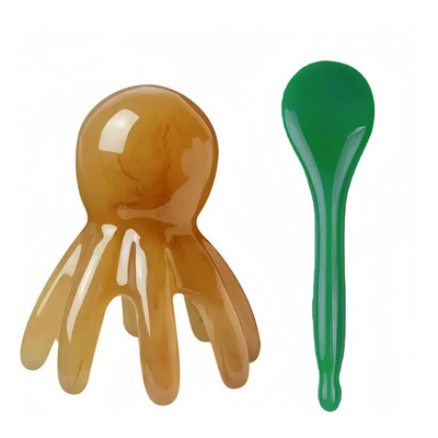 Set De Masajeador De Cabeza Tipo Pulpo Y Raspador Facial