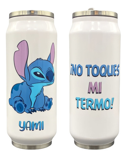 Termo Lata Stitch No Toques Mi Termo Personalizado Nombre