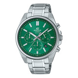 Reloj Hombre Casio Efv-650d-3avudf Edifice Color De La Correa Plateado Color Del Bisel Plateado Color Del Fondo Verde