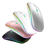 Mouse Sem Fio Bluetooth E Wireless Usb Recarregável Led Rgb Cor Branco