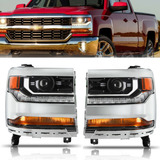 Chrome Led Drl Xenon Hid Projector Headlights For 2016-2 Aad
