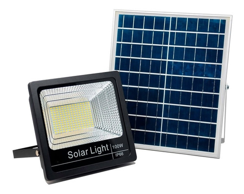 Foco Solar Led 100w Con Control Remoto Exteriores