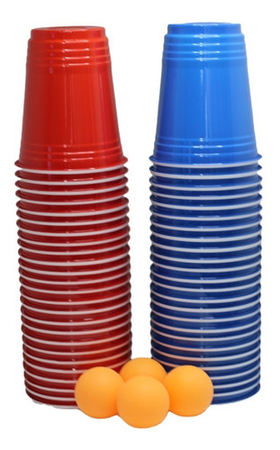 Kit Beer Pong Completo Com 25 Red Cup + 25 Blue Cup
