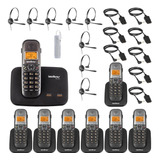 Kit Aparelho Telefone Fixo Bina 2 Linhas 7 Ramal E Headset