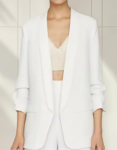 Blazer Blanco Casual Formal Moda Juvenil Saco Manga 3\u002F4 | Meses sin interés