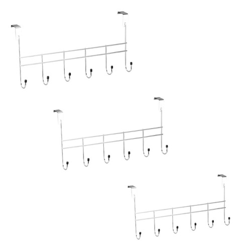 Gancho Cabide De Porta Kit C/ 3 Peças 6 Ganchos Reforçado Aç