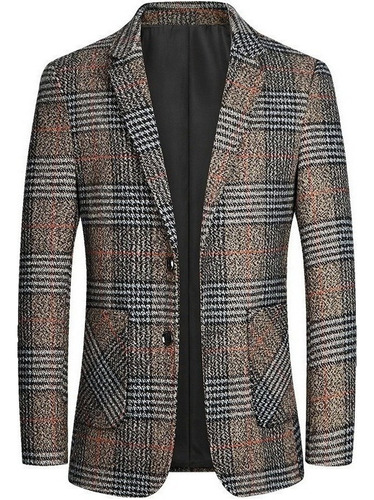 Blazer Hombre Estilo Británico Clásico Patrón De Cuadros