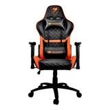 Silla De Escritorio Cougar Armor One Gamer Ergonómica  Negra Y Naranja Con Tapizado De Cuero Sintético