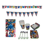 Kit Decoracion Completo Vasos+platos Sonic 24niños