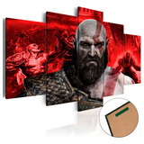 Quadro Mosaico 5 Partes God Of War Kratos  4k Mdf 3mm