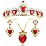 Idoxe - Juego De Collar De Corazón Rojo Y Corona De Tiara Pa