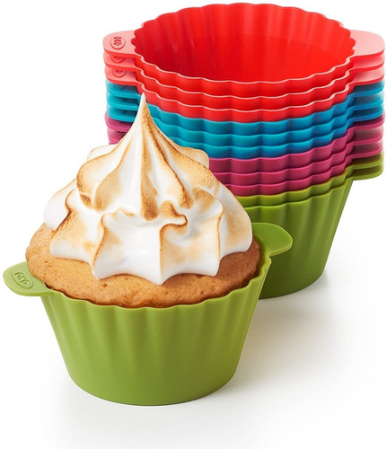 Molde Muffins Silicona Cupcakes Horno Oxo Set X12 Colores 