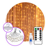 Cortina Led 300 Luces 10 Tiras Usb Control Efectos 3x3m