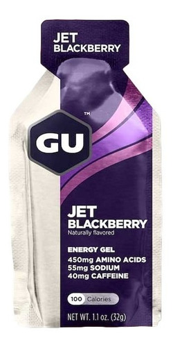 Gel Energético Gu Energy Los Sabores Sabor Jet Blackberry (40mg Cafeina)