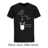 Camiseta Negra Charles Darwin (biología, Ciencia).