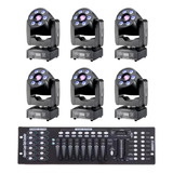 6 Moving Head Spot 60w Prisma Rotatorio Wash 7 Led + Mesa 