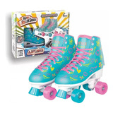 Patins Infantil Tradicional 4 Rodas Fenix Ajustável Azul 