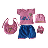 Conjunto De Bebe Boca Remera Short Babero Gorrito Zapatitos