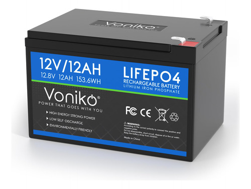 Voniko Bateria De Litio Lifepo4 De 12 V 12 Ah, Mas De 2000 C