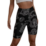 Biker Short Importada Dragón Negra Calza Romwe Usa Shein