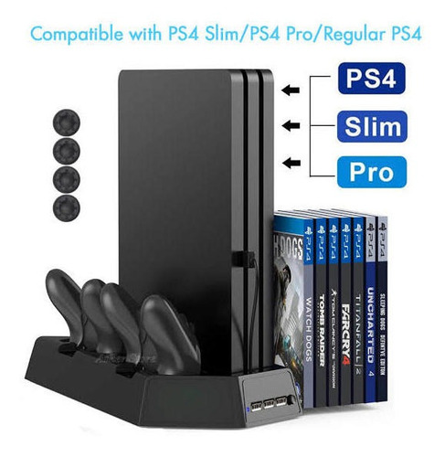 Ps4/slim/pro Base Enfriadora Vertical Porta Juegos Carga Kjh