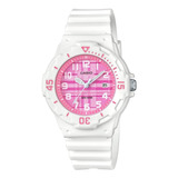 Reloj Mujer Casio Lrw 200h 4c Blanco Original Color Del Fondo Rosa