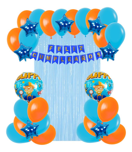 Set Decoración Globlos Blippi Cumpleaños