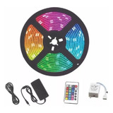 Cinta Led 5050 Rgb Multicolor Con Adaptador Y Controll