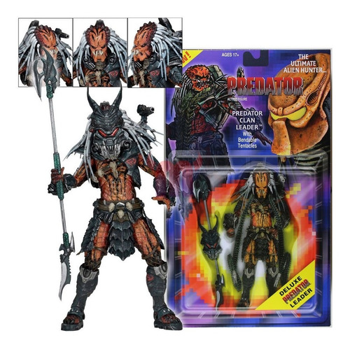 Predador Clan Leader Neca 21 Cm Deluxe Mascara Removivel 