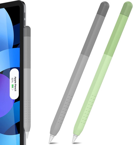 Funda Para Apple Pencil 2da Gen Verde Y Gris - Pack De 2