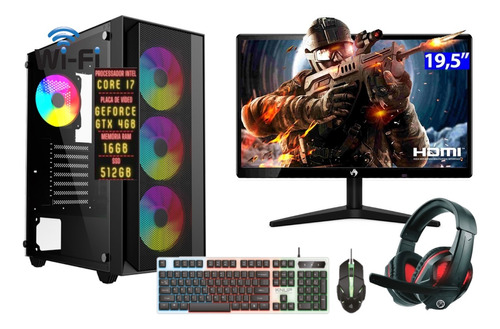 Pc Gamer I7 16gb Ssd 480gb Geforce 4gb + Monitor 19,5