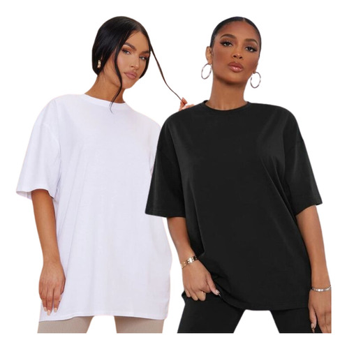 Pack X2 Remera Remeron Oversize Lisa 100% Algodon Dama Mujer