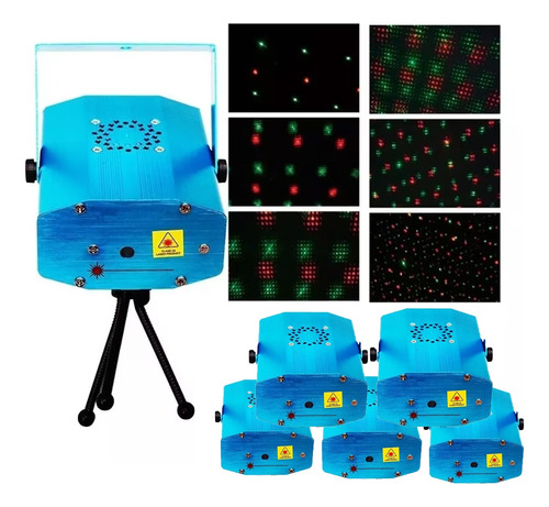 5pz Proyector Laser Luz Led Audioritmico Color Figuras + Tri