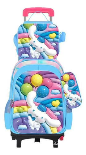 Kuromi Con Ruedas Y Carrito.t, Mochila Escolar Para Niños
