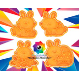 Set 4 Cortadore De Galletas Conejitos De  Pascuas De  8 Cm 