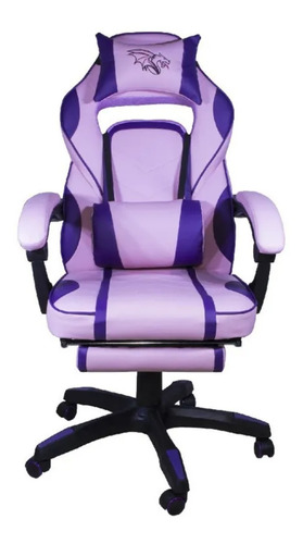 Silla De Escritorio Seats And Stools Giratoria Reclinable Reposa Pies Ergonómica  Rosa Y Violeta Con Tapizado De Cuero Sintético