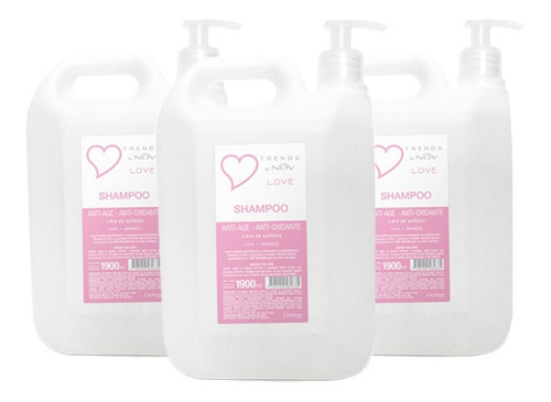 Shampoo Trends Love X 1900ml Nov Sin Sulfato X3