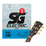 Kit Com 3 Encordoamentos Para Guitarra Sg Strings 010 Níquel