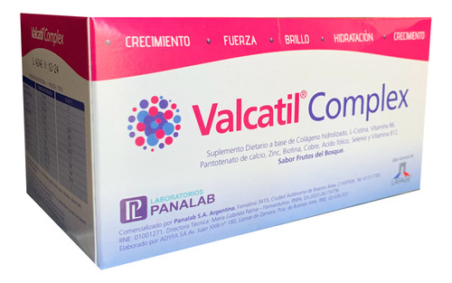 Colageno Hidrolizado Valcatil Complex Stick/ Sobre X 15 Sabor Frutos Del Bosque