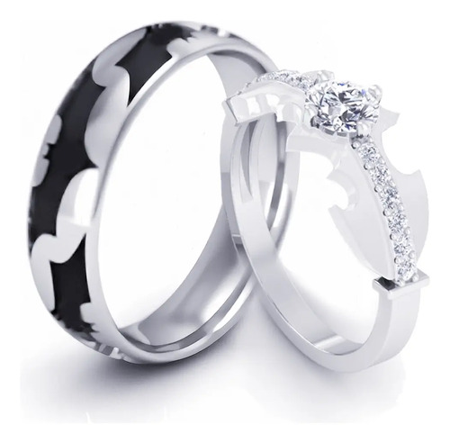 Par Anillos Batman Plata .925 Mod 5 Pareja Argollas Boda Reg