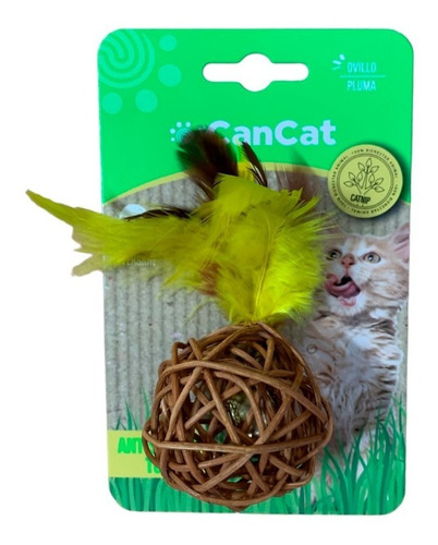 Juguete Ovillo Cascabel Con Plumas Cancat Para Gatos Siames Color Surtido