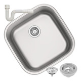 Cuba Para Cozinha Tramontina Inox Maxi 40x40 Acetinado Sifão Cor Inox Acetinado